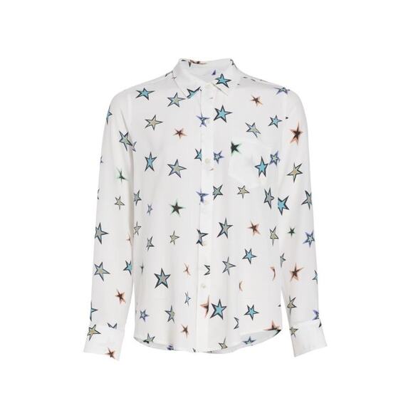 Rails Kate Star Silk Button Up Blouse Sz S - Picture 7 of 7